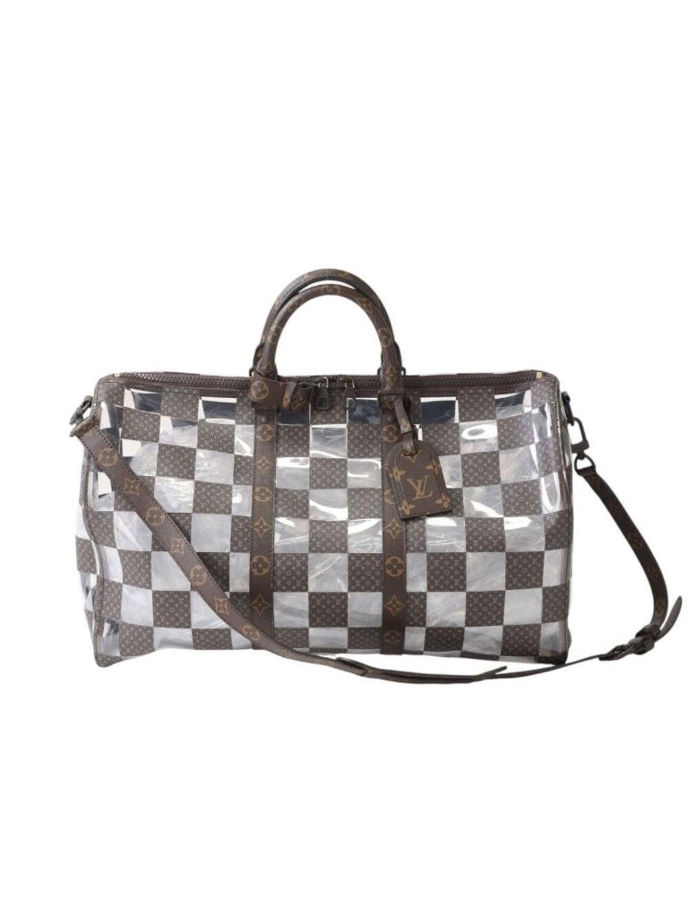 Louis Vuitton Monogram Chess Keepall Bandouliere 50 Boston Bag Brown